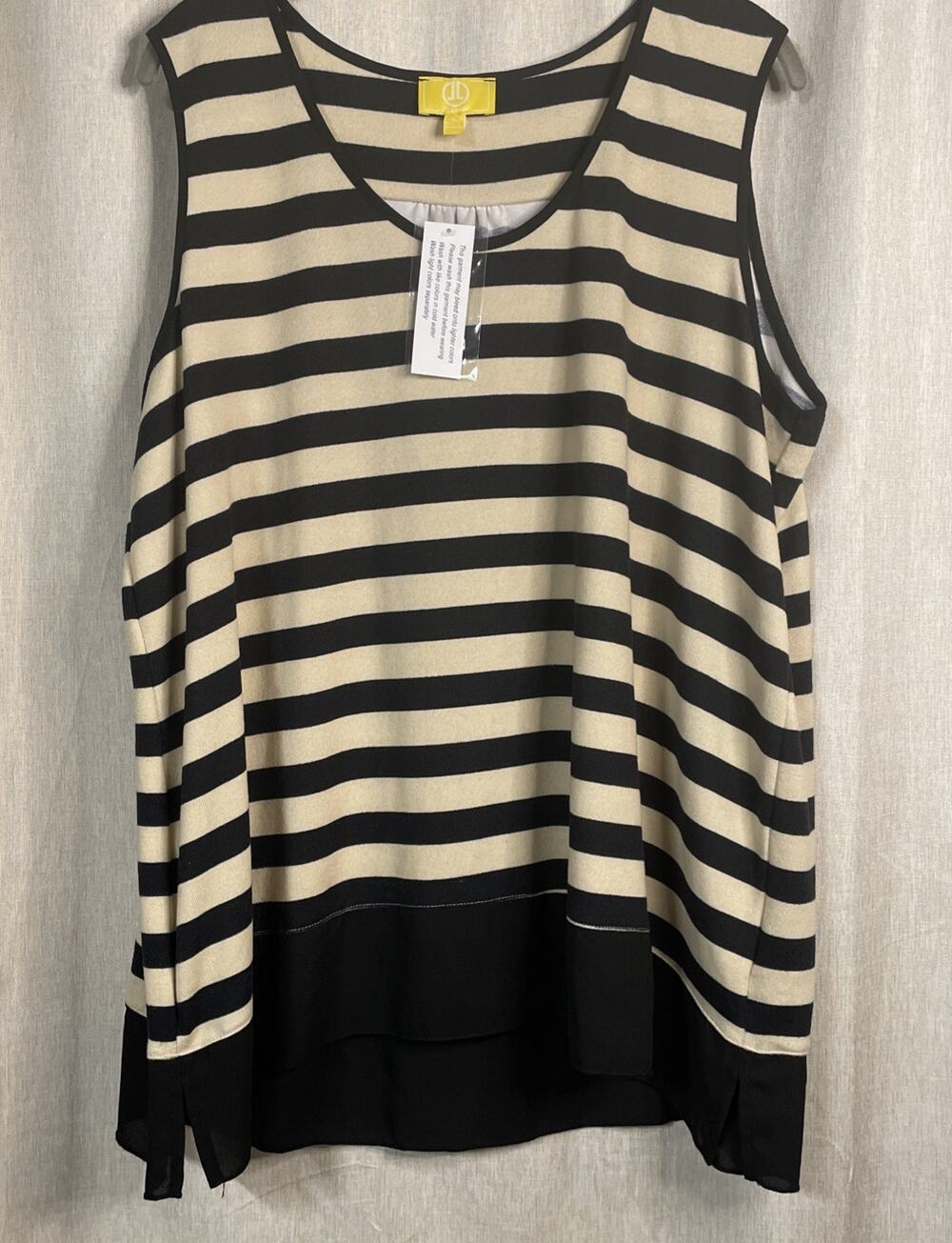 Liz Lange NWT - Black & Tan Striped Sleeveless Tank - Size 1X